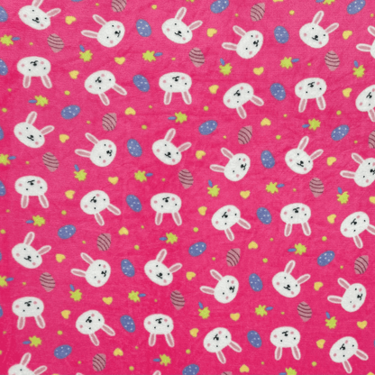 Printed Mongolian Fleece Bunnies Pink - Ragland Fabrics