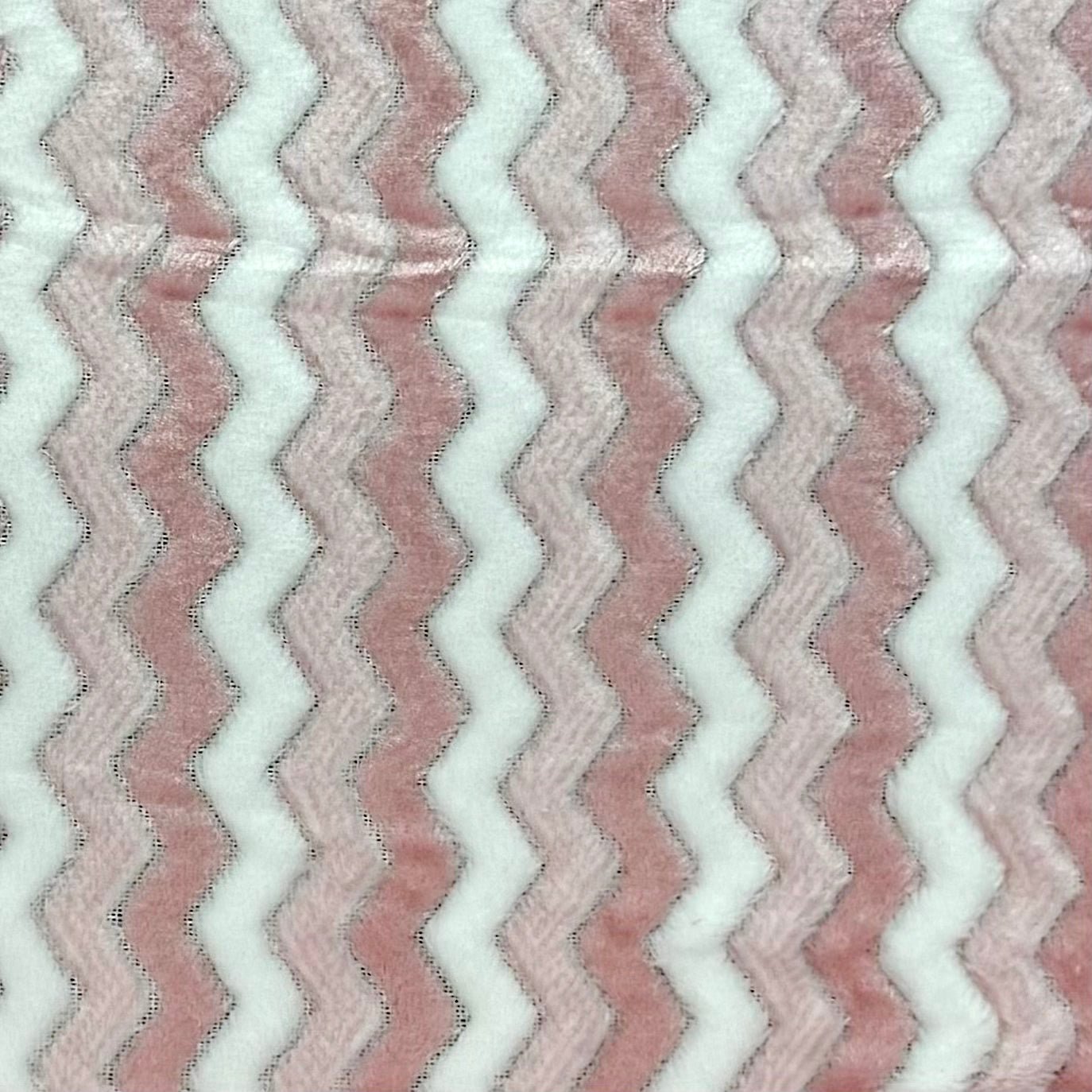 Printed Mongolian Fleece Chevron Baby Pink - Ragland Fabrics