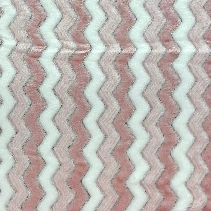 Printed Mongolian Fleece Chevron Baby Pink - Ragland Fabrics