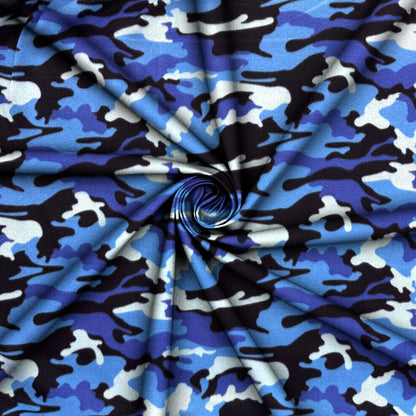 Printed Polar Fleece Camo Bluezey Blues - Ragland Fabrics