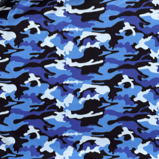 Printed Polar Fleece Camo Bluezey Blues - Ragland Fabrics