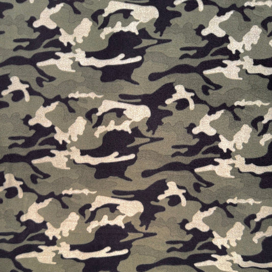 Printed Polar Fleece Camo Green & Sage - Ragland Fabrics