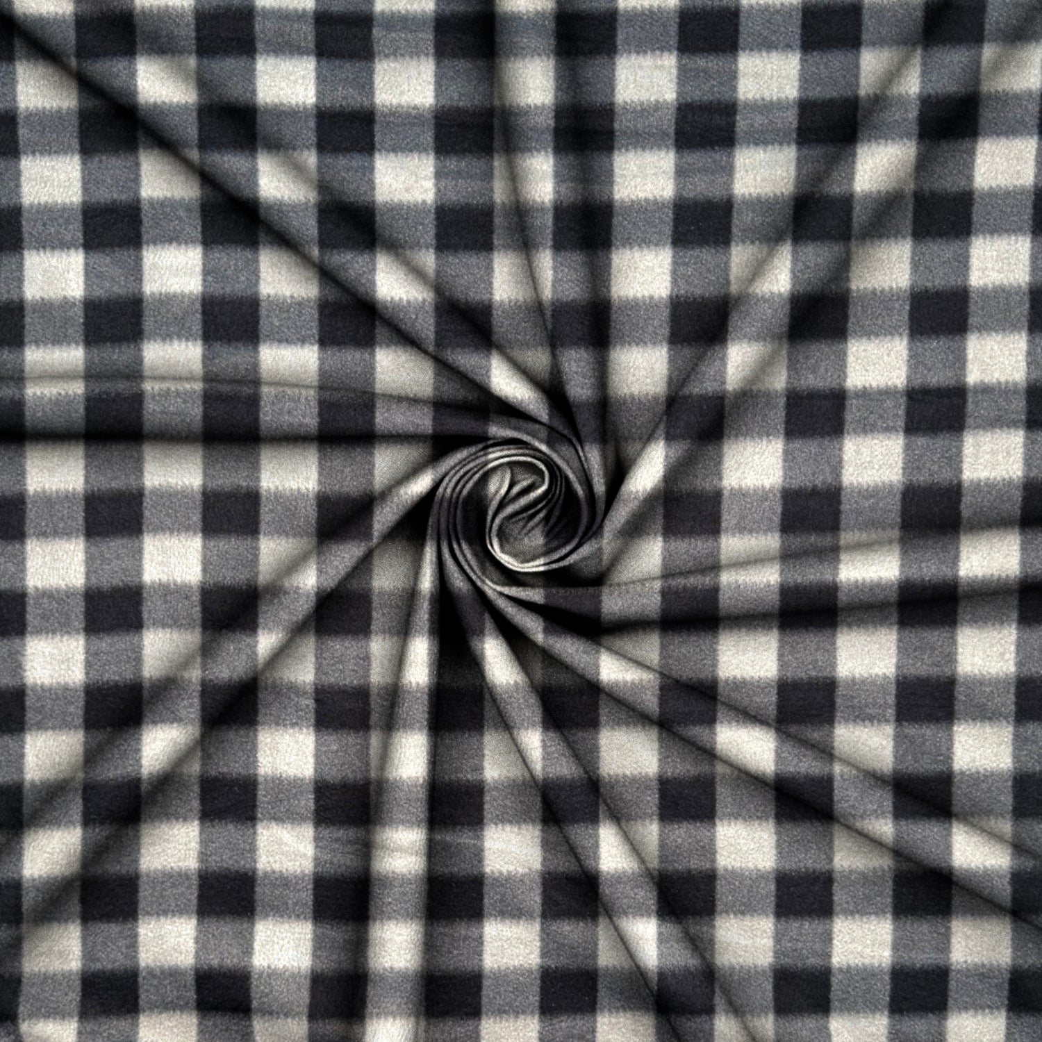 Printed Polar Fleece Check Black & Grey - Ragland Fabrics