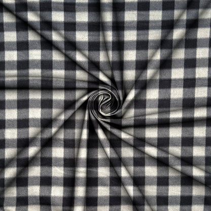 Printed Polar Fleece Check Black & Grey - Ragland Fabrics