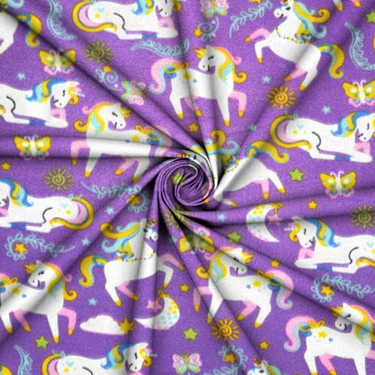 Printed Polar Fleece Lilac Unicorn - Ragland Fabrics