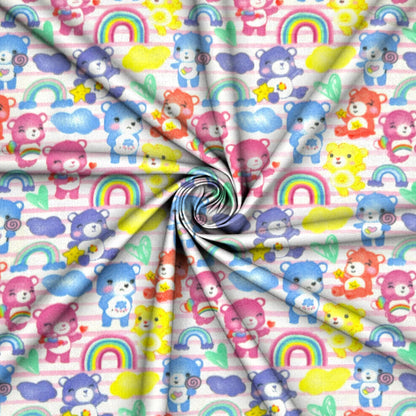 Printed Polar Fleece Rainbow Teddies - Ragland Fabrics