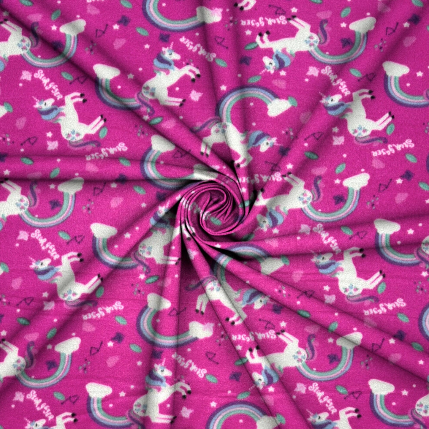 Printed Polar Fleece Unicorns Pink - Ragland Fabrics