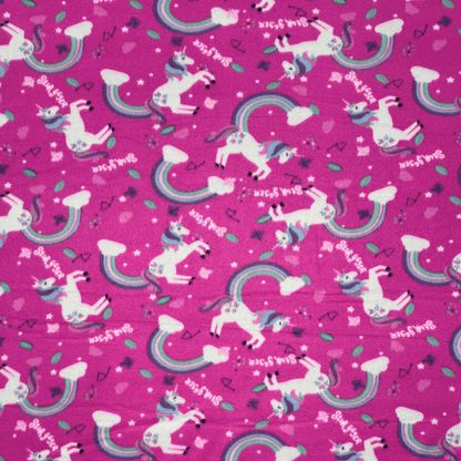 Printed Polar Fleece Unicorns Pink - Ragland Fabrics