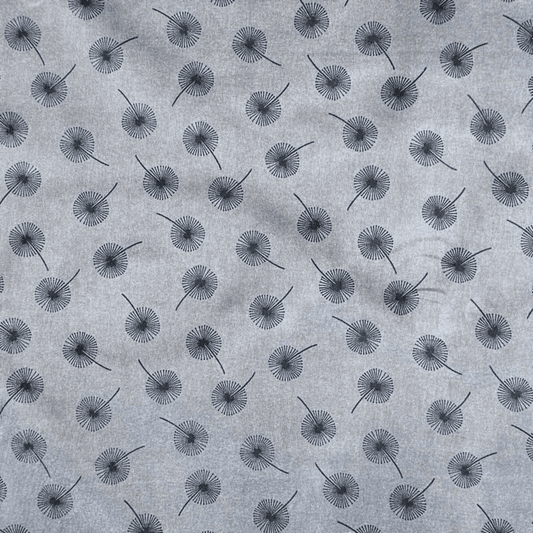 Printed Poly Cotton Dandellion Grey - Ragland Fabrics