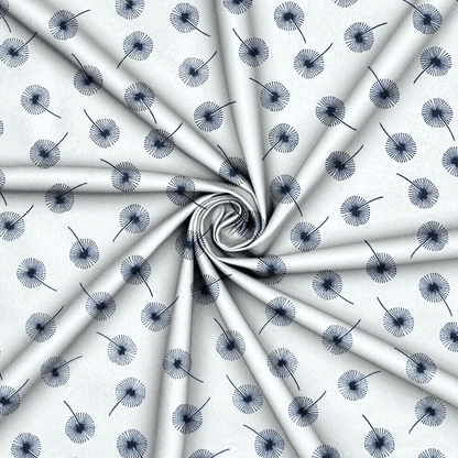 Printed Poly Cotton Dandellion White - Ragland Fabrics