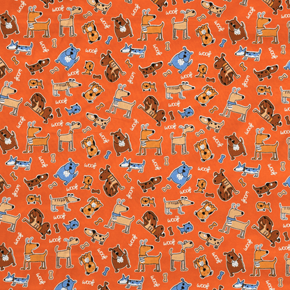 Printed Poly Cotton Doggie Orange - Ragland Fabrics