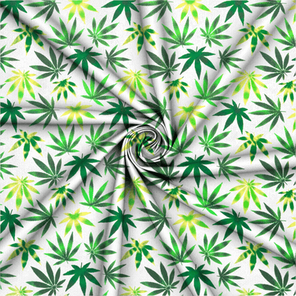 Printed Poly Cotton Ganja White 115cm - Ragland Fabrics