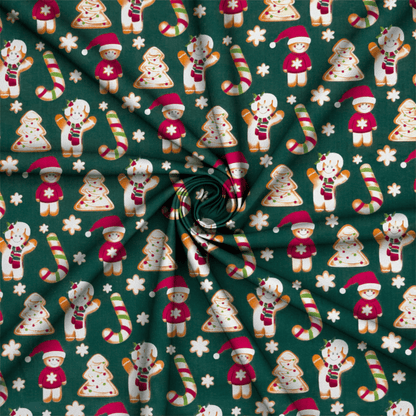 Printed Poly Cotton GingerBread Green 115cm - Ragland Fabrics