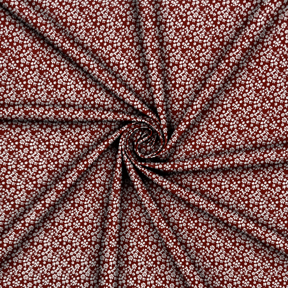 Printed Poly Cotton Maroon Floral - Ragland Fabrics