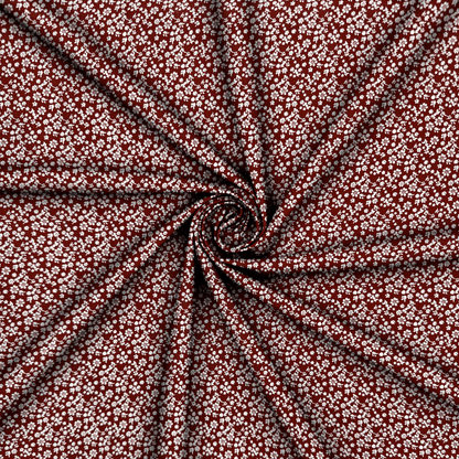 Printed Poly Cotton Maroon Floral - Ragland Fabrics