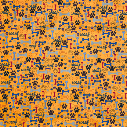 Printed Poly Cotton Pawz Orange - Ragland Fabrics