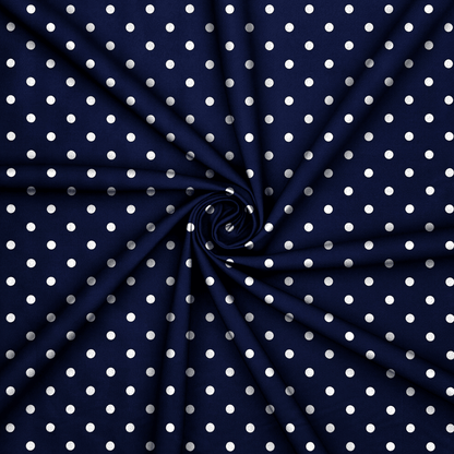 Printed Poly Cotton Spotty Navy - Ragland Fabrics