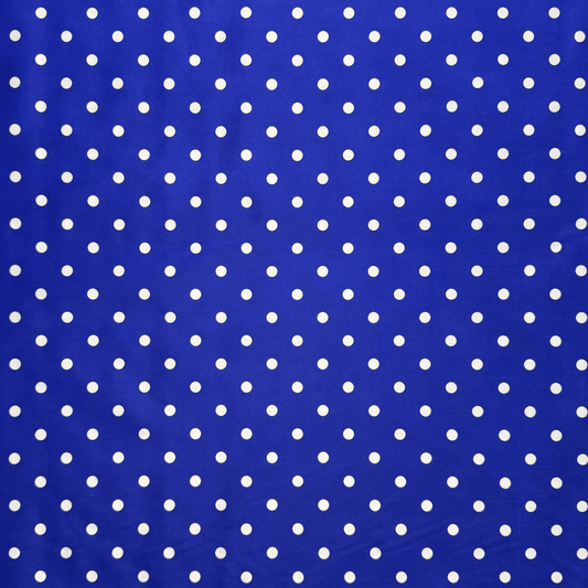 Printed Poly Cotton Spotty Royal - Ragland Fabrics