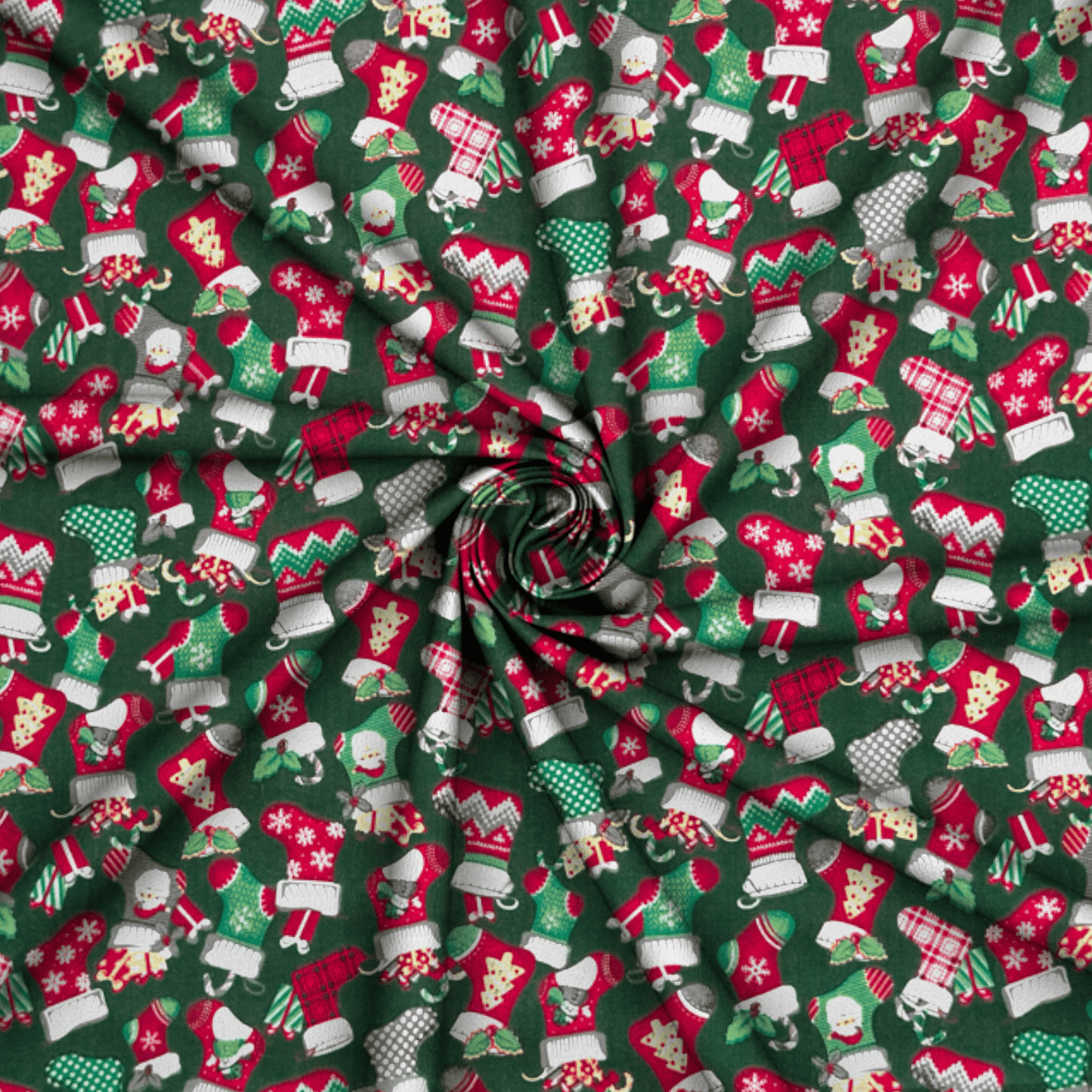 Printed Poly Cotton Stocking Green - Ragland Fabrics