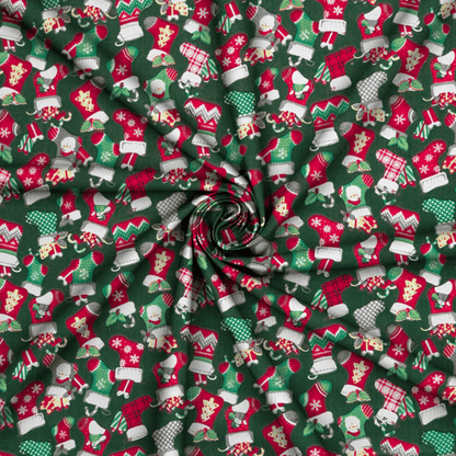 Printed Poly Cotton Stocking Green - Ragland Fabrics