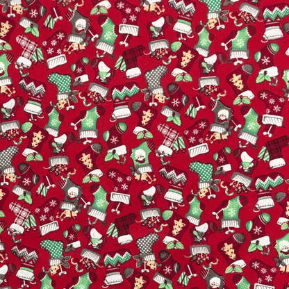 Printed Poly Cotton Stocking Red - Ragland Fabrics