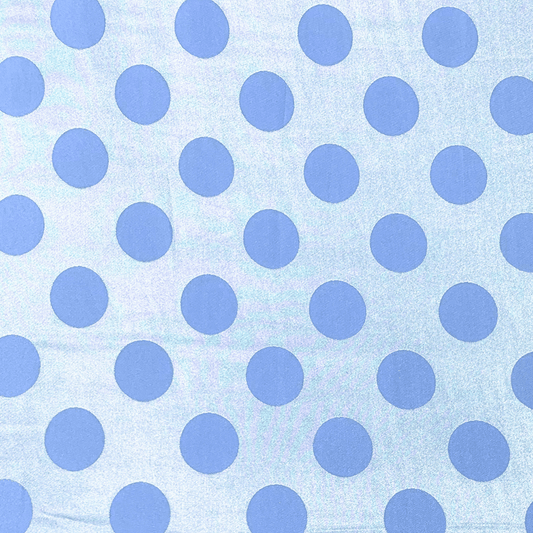 Printed Satin Blue Spots - Ragland Fabrics
