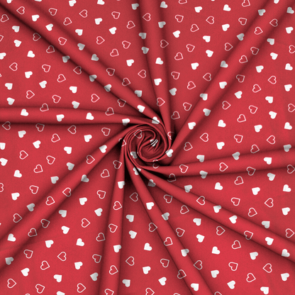Printed Satin | Heart Red - Ragland Fabrics