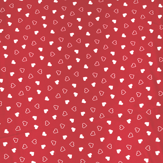 Printed Satin | Heart Red - Ragland Fabrics