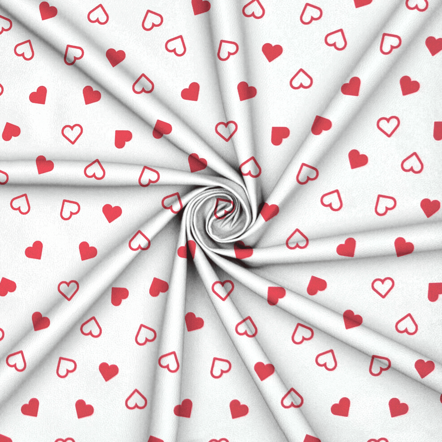 Printed Satin | Heart White - Ragland Fabrics