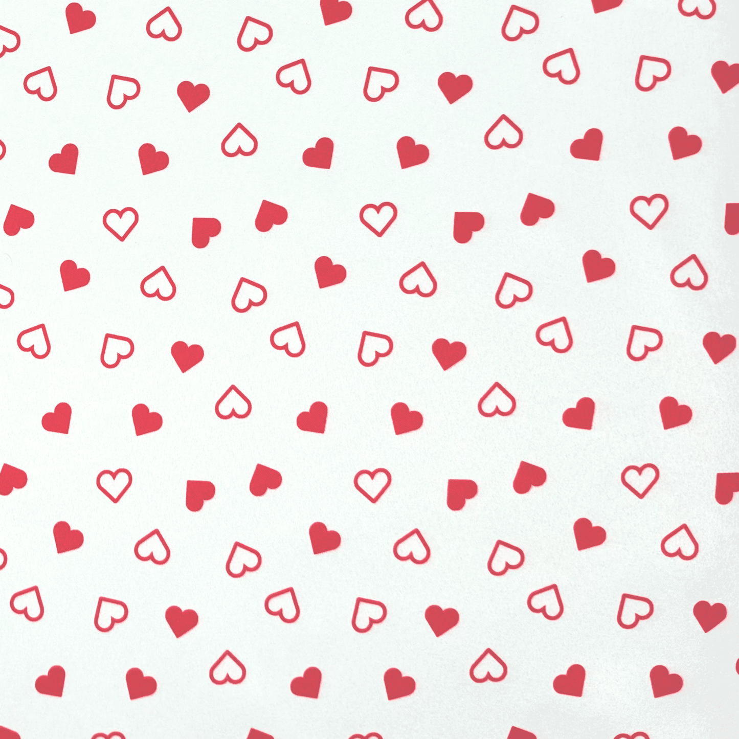 Printed Satin | Heart White - Ragland Fabrics