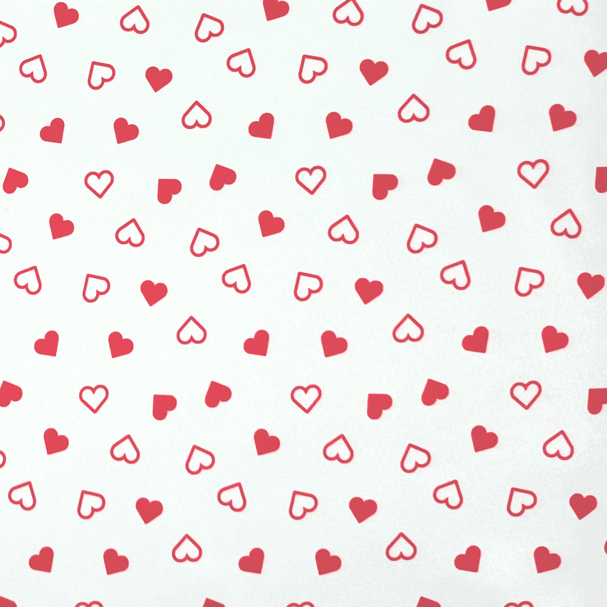 Printed Satin | Heart White - Ragland Fabrics