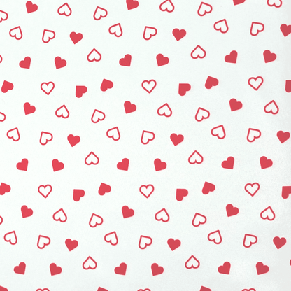 Printed Satin | Heart White - Ragland Fabrics