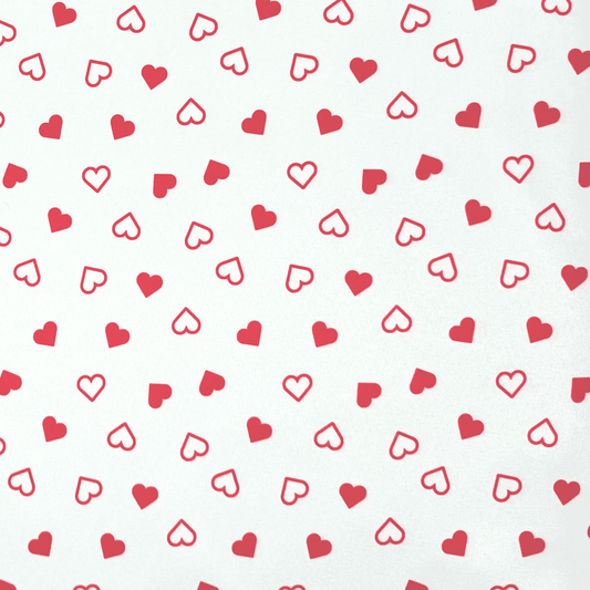 Printed Satin | Heart White - Ragland Fabrics