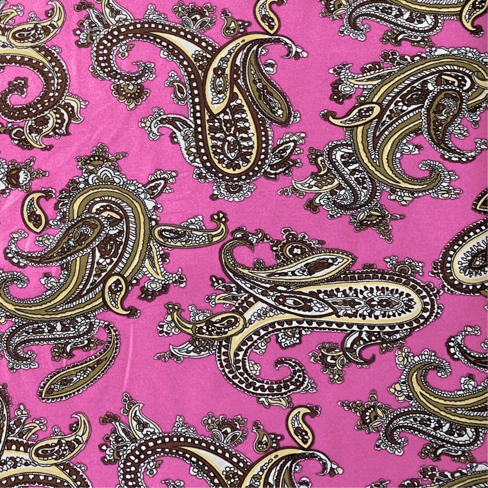 Printed Satin Paisley Pink - Ragland Fabrics