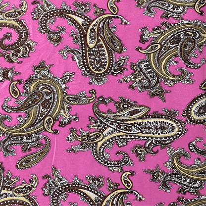Printed Satin Paisley Pink - Ragland Fabrics