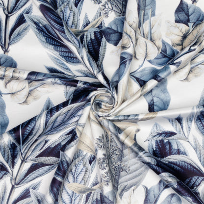 Printed Velvet Bougainvillea Blue 140cm - Ragland Fabrics