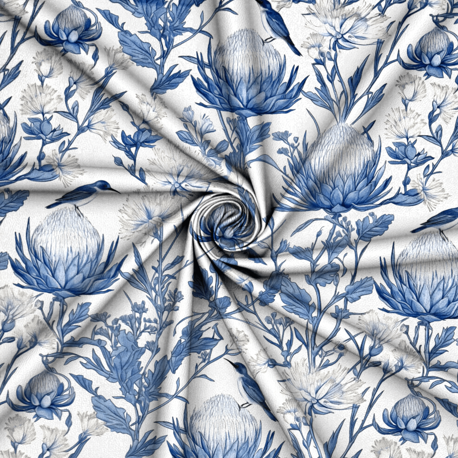 Printed Velvet Delf Protea - Ragland Fabrics
