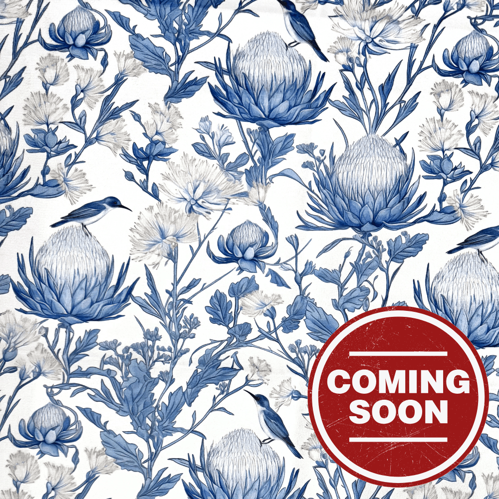 Printed Velvet Delf Protea - Ragland Fabrics