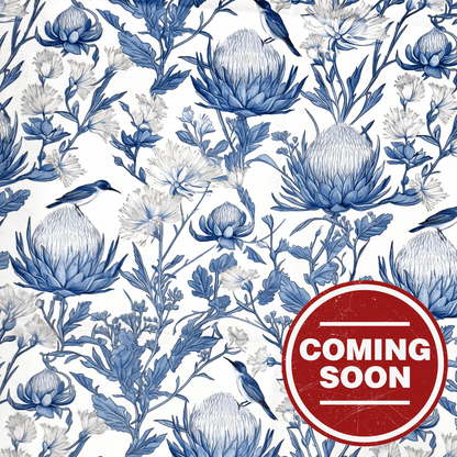Printed Velvet Delf Protea - Ragland Fabrics