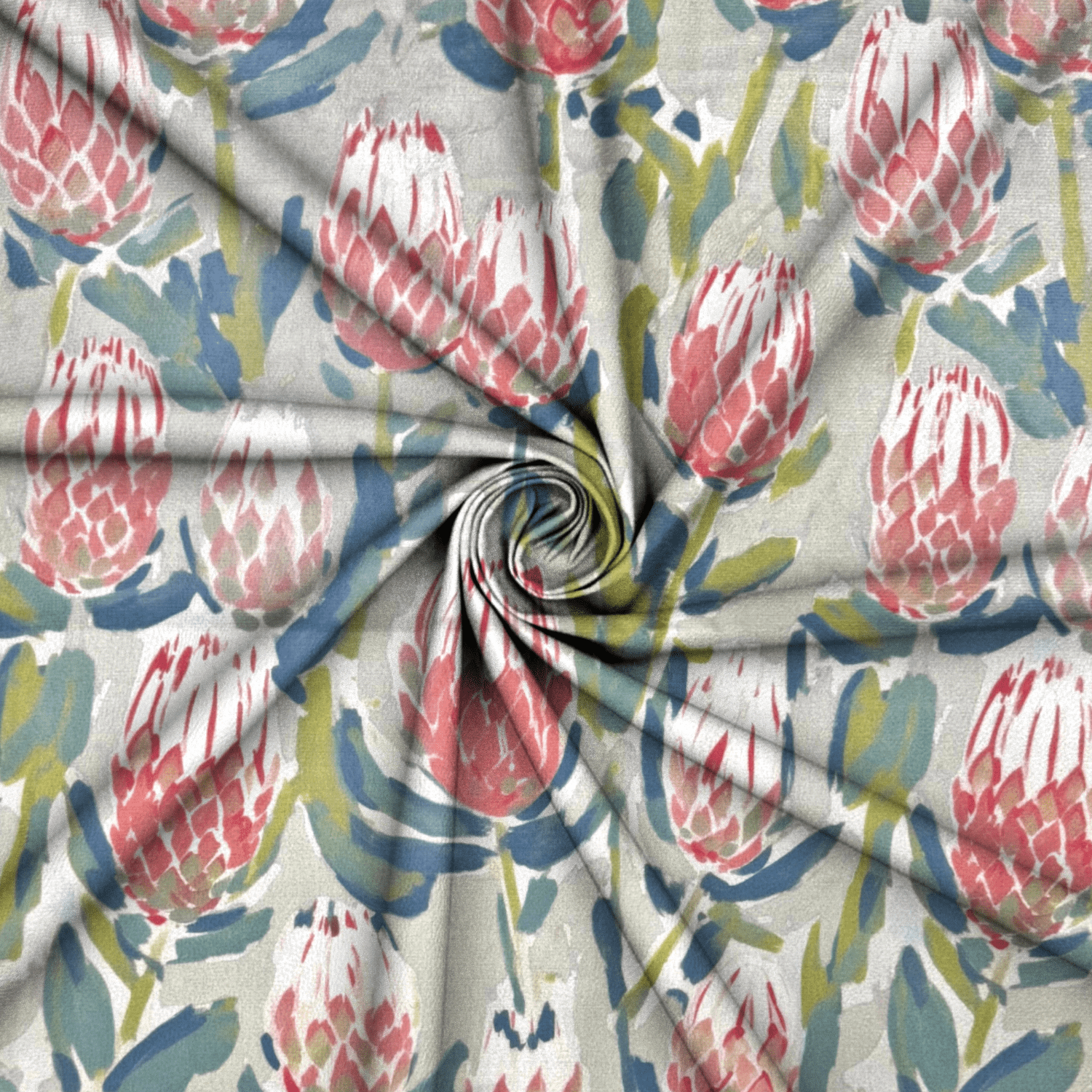 Printed Velvet Naive Protea - Ragland Fabrics
