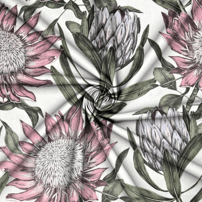 Printed Velvet Pastel Protea - Ragland Fabrics