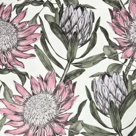 Printed Velvet Pastel Protea - Ragland Fabrics