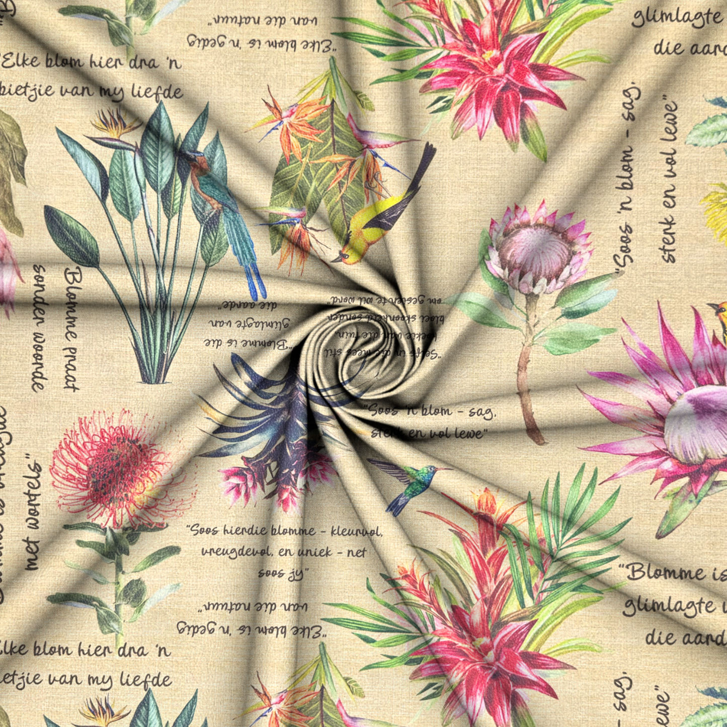 Printed Vinyl Blomme Natural - Ragland Fabrics