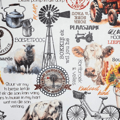 Printed Vinyl Plaasjapie - Ragland Fabrics
