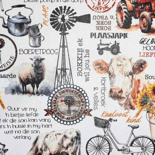 Printed Vinyl Plaasjapie - Ragland Fabrics