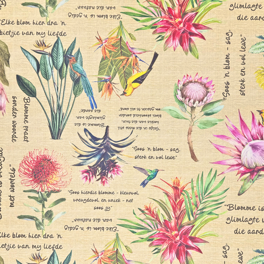 Printed Vinyl Blomme Natural - Ragland Fabrics