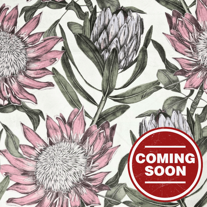 Printed Velvet Pastel Protea - Ragland Fabrics
