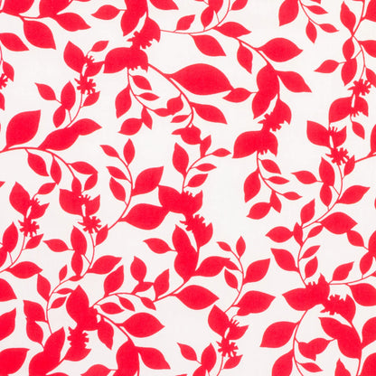 Viscose Printed Summer Leaf Red