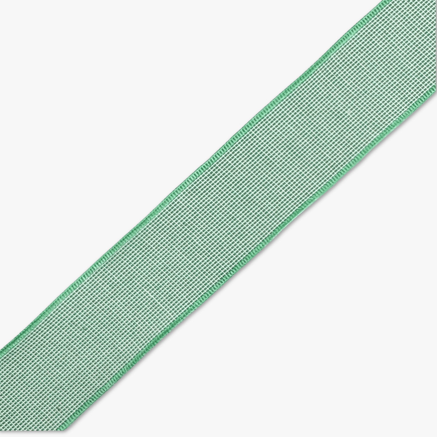 Woven Ribbon 40mm - Green & White - Ragland Fabrics