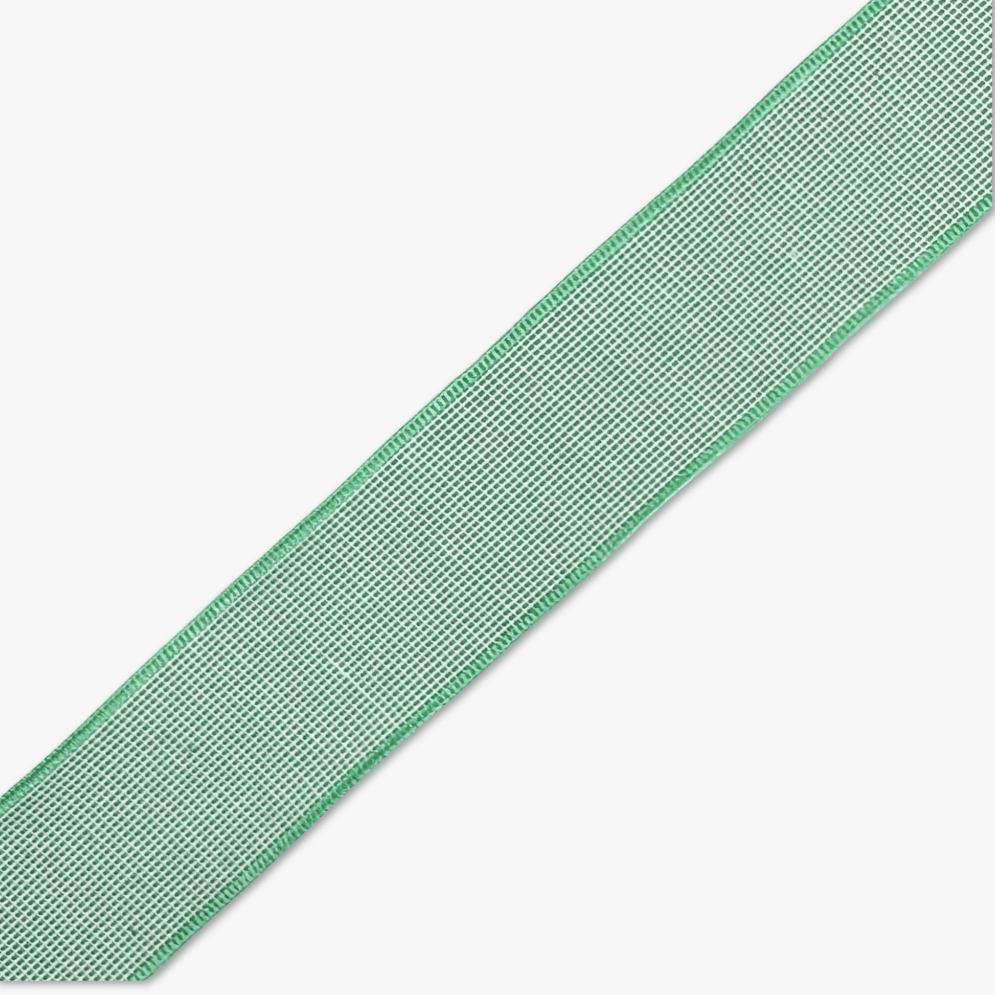 Woven Ribbon 40mm - Green & White - Ragland Fabrics